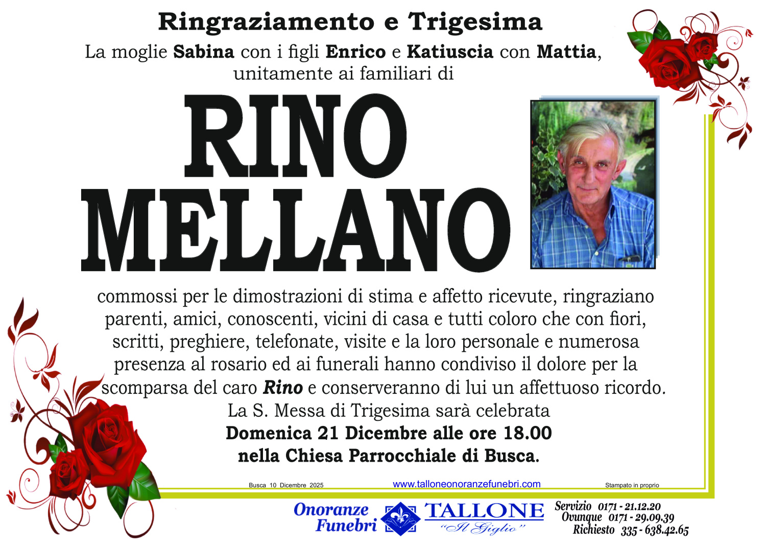 <br />
<b>Warning</b>:  Undefined variable $info in <b>/home/tallone/public_html/ringraziamenti.php</b> on line <b>68</b><br />
Rino Mellano